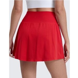 High Waisted Tennis Skirts Mini Golf Casual Skirt with Pocket Red